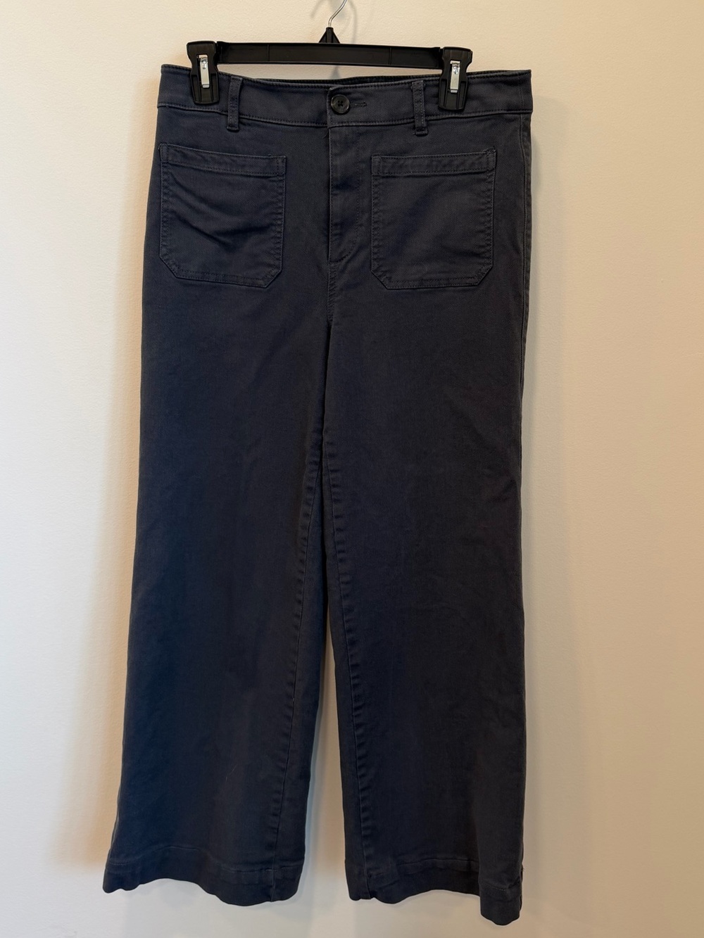 LOFT Palmer Gray High Rise Wide Leg Pants Front Patch Pockets Women Sz 6 Colette